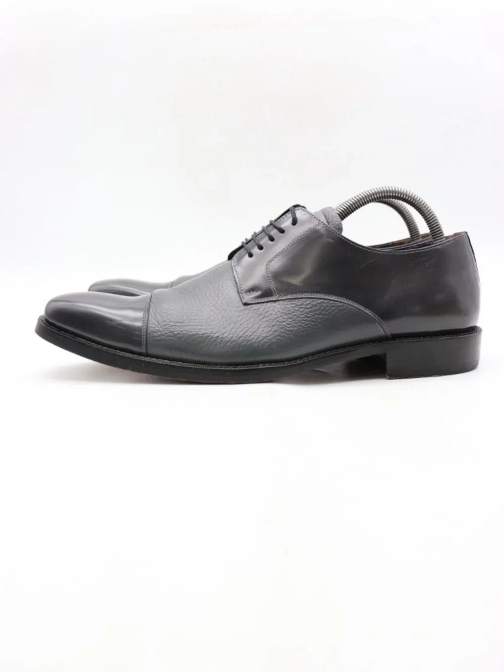 Mezlan Gray Leather Cap Toe Men's Size 8.5 M Derby Oxford Dress Shoes